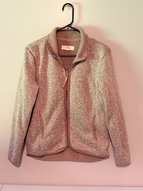 Thread & Supply Heathered Taupe Teddy Fleece Zip Jacket